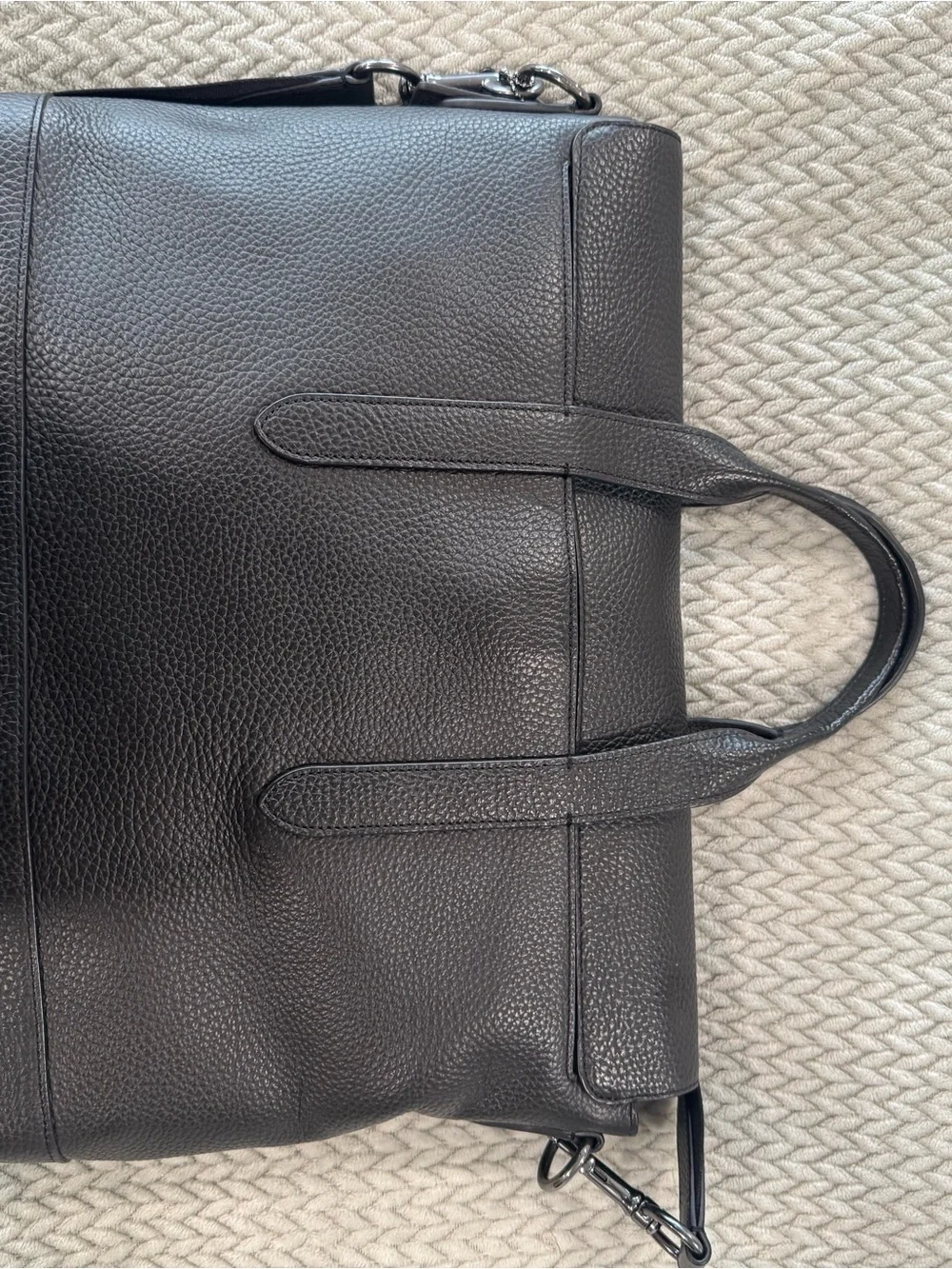 COACH Hamilton Black Pebble Leather Portfolio Briefcase Messenger Laptop Bag